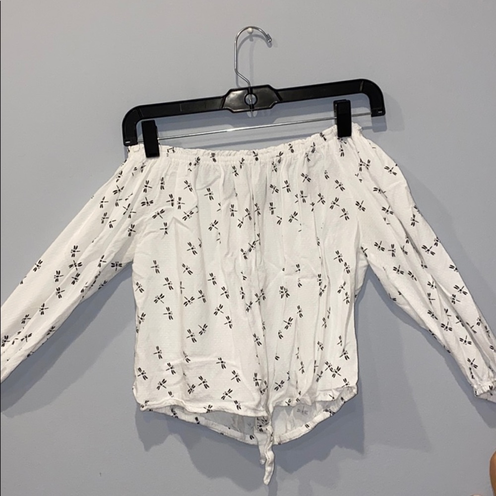 rebellion off the shoulder crop top!